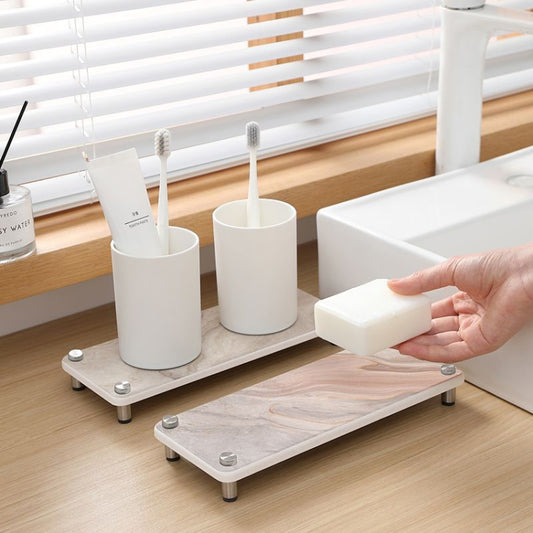 Diatomite Shelf Kitchen Sink Storage Absorbent Mat Bathroom Washstand Quick Drying Coaster, Size: 28x11cm(French Flower) by bashfashion