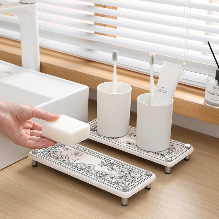 Diatomite Shelf Kitchen Sink Storage Absorbent Mat Bathroom Washstand Quick Drying Coaster, Size: 28x11cm(Flower) by bashfashion