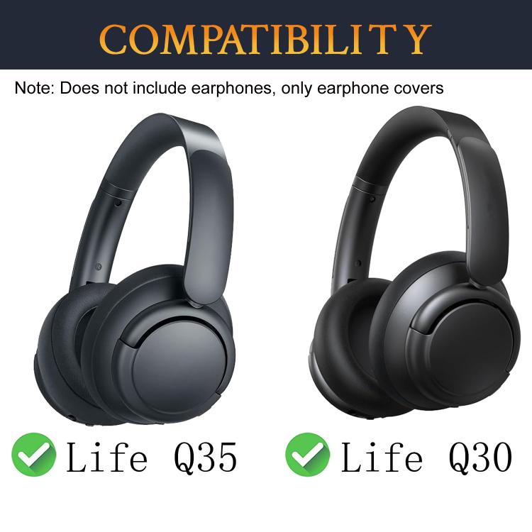 2pcs For Anker Soundcore Life Q30/Q35 Earphone Covers(Ice Gel Black) by bashfashion