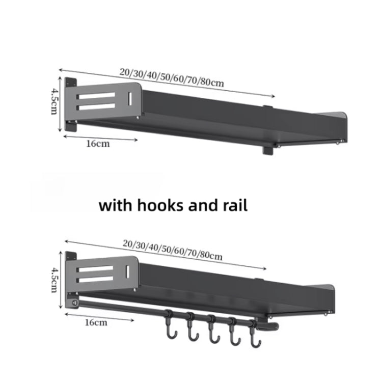 Wall Mounted Kitchen Spice Rack Carbon Steel Bathroom Storage Shelf Towel Rack 60cm by bashfashion