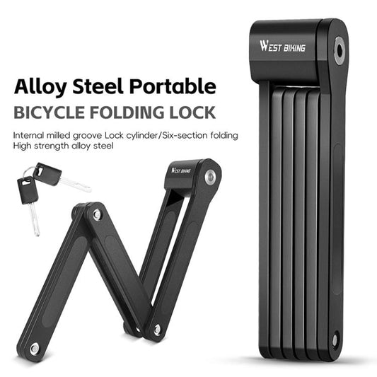 WEST BIKING Bicycle Folding Lock Anti-theft Equipment For Cycling(Black) by WEST BIKING