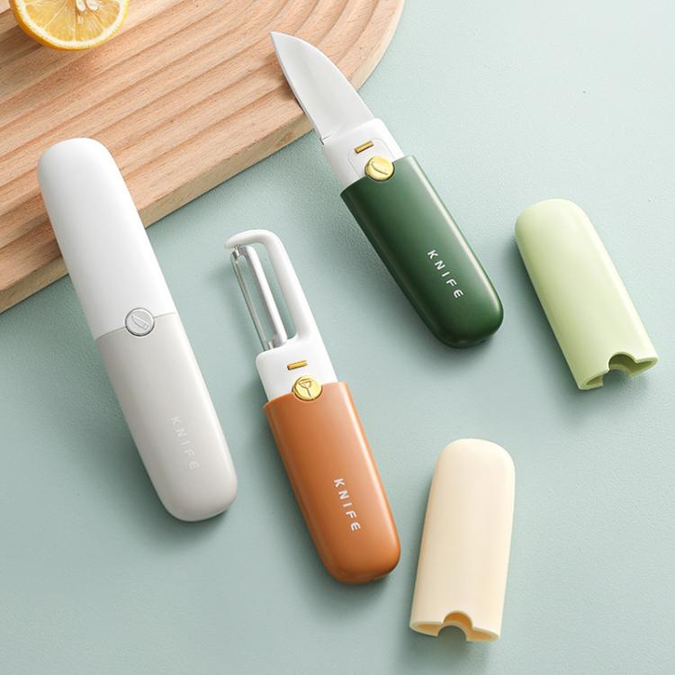 2-in-1 Household Double-headed Multifunctional Portable Fruit Knife Peeler(Orange) by bashfashion