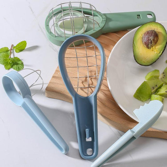 Multifunctional 3 In 1 Avocado Slicer Kitchen Household Fruit Cutter(Blue) by bashfashion