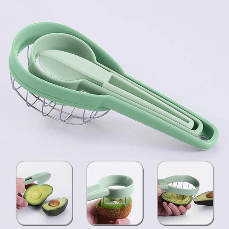 Multifunctional 3 In 1 Avocado Slicer Kitchen Household Fruit Cutter(Blue) by bashfashion