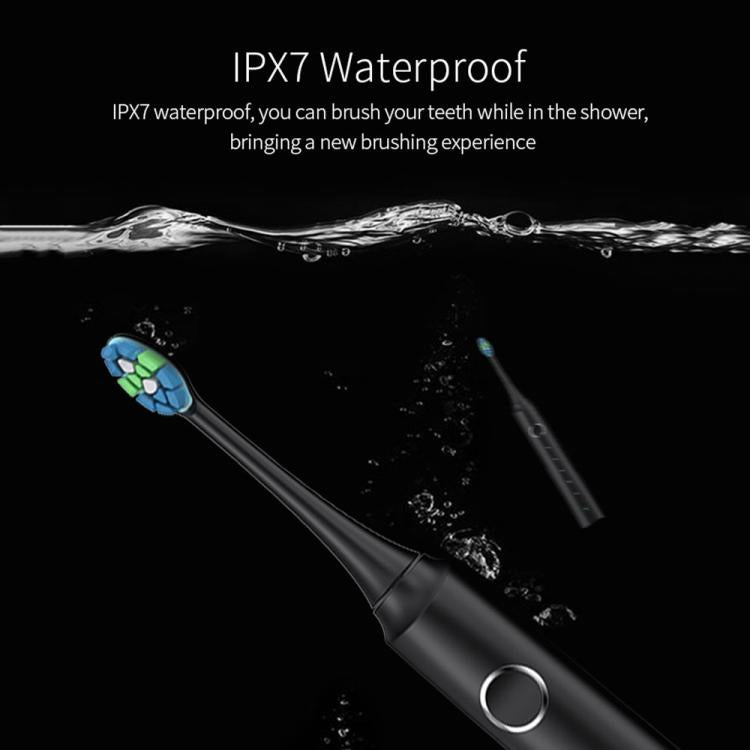 IPX7 Waterproof Smart Portable Sonic Electric Toothbrush with 6-brush Heads(Black) by bashfashion
