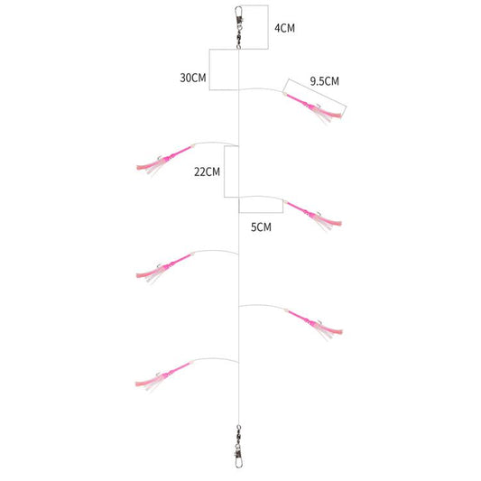 Luminous Bionic Hairtail String Hook Anti-bite Spanish Mackerel Fishing Set(6-copies 4/0) by bashfashion