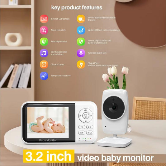 3.2 inch LCD Wireless Video Baby Monitor 2 Way Audio Talk Night Vision Surveillance Security Camera US Plug by bashfashion