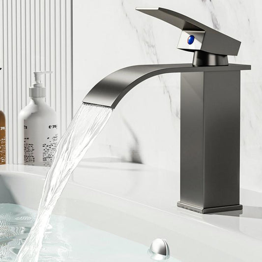 Waterfall Wash Basin Faucet Stainless Steel Hot/Cold Water Mixer Tap for Sink Basin, Spec: High Black by bashfashion