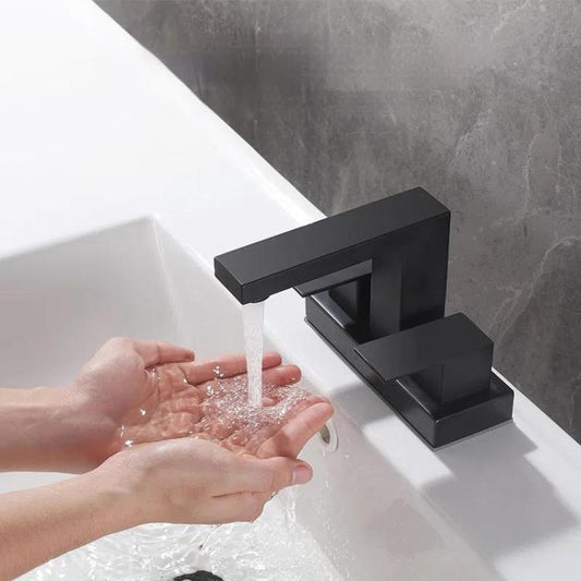 Dual Handle Two-Hole Bathroom Sink Faucet for Undermount Basin Separate Hot/Cold Water Controls, Spec: Black YH007 by bashfashion