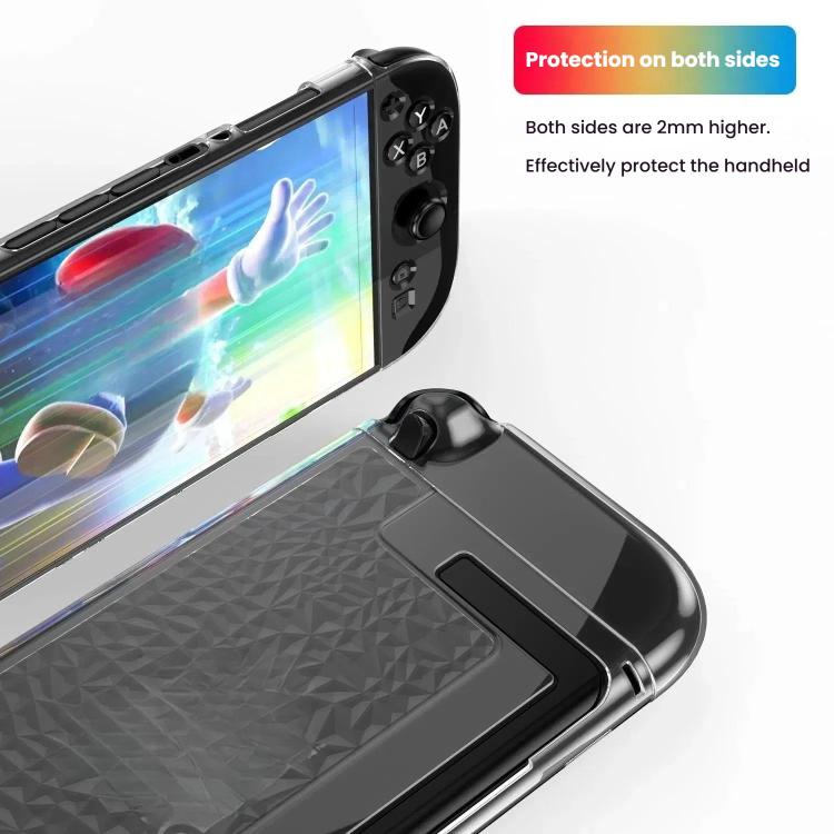 For Nintendo Switch 2 TPU+PC Split Transparent Case Cover Shockproof Shell(Diamond Pattern) by bashfashion
