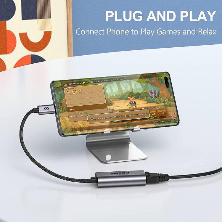 QGeeM USB-C/Type-C To RJ45 LAN Converter Gigabit Ethernet Adapter for Laptop, PC, Smartphone, Plug & Play Cable Length 15cm by QGeeM