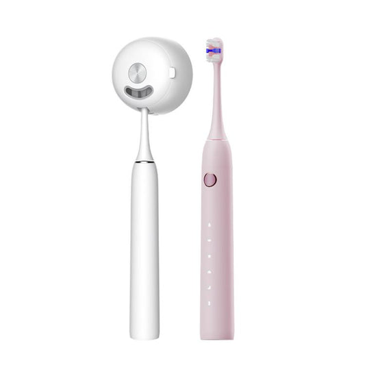 Rechargeable Sonic Electric Toothbrush for Adults with Custom Mode, Antibacterial Brush Heads, Smart Timer, Spec: Sterilization White by bashfashion