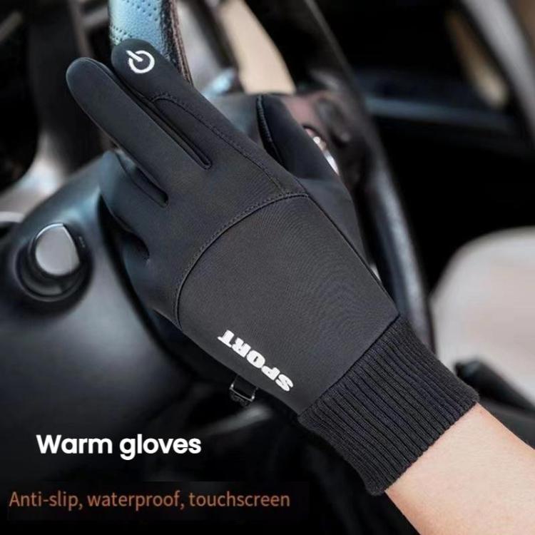 Outdoor Fleece-Lined Non-Slip Warm Cycling Touchscreen Gloves(Heather Gray) by bashfashion