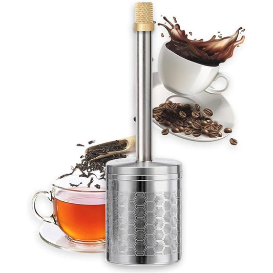 Stainless Steel Push-Type Coffee Brewing Filter, Size: Small by bashfashion
