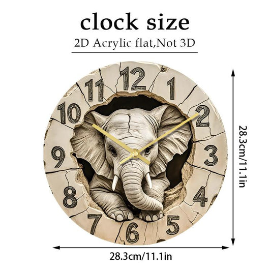 11 inch Elephant 3D Stereoscopic Living Room Decorative Silent Wall Clock(APC103) by bashfashion