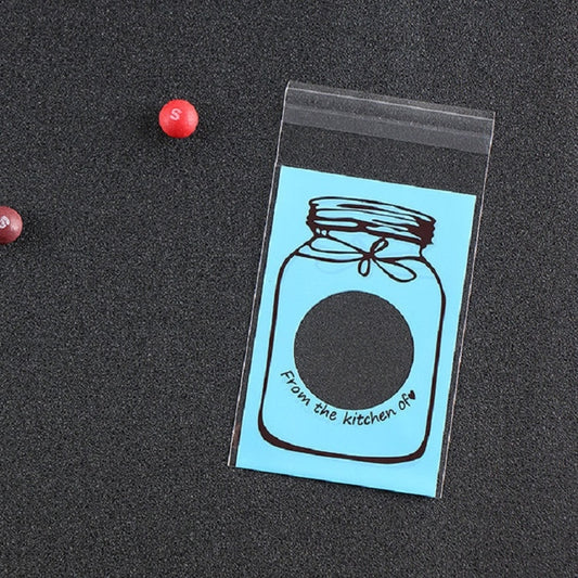 100 PCS / Set Cute Colorful Bottle Pattern Wedding Birthday Cookies Candy Gift Packaging Bag(Blue) by bashfashion