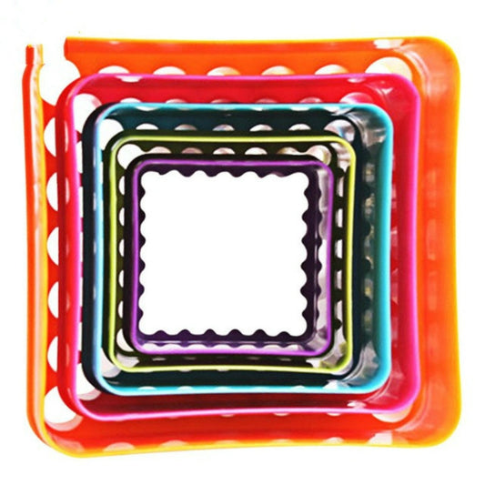 5pcs / Set Cookies Plastic Cake Mould Biscuit Plunger Forms DIY Baking Tools(Square) by bashfashion