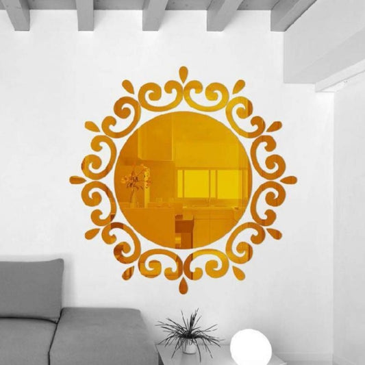 Flower Vine Dressing Up Mirror Art Vinyl Mural Decor Ceiling Wall Sticker(Gold) by bashfashion