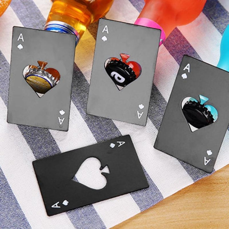 2 PCS Stainless Steel Bottle Beer Opener Poker Playing Card Spades Soda Bottle Cap Opener(Black) by bashfashion