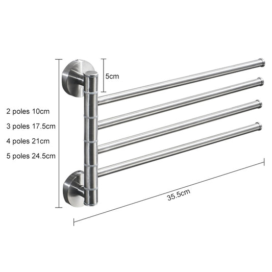 Stainless Steel Towel Bar Rotating Towel Rack Bathroom Kitchen Wall-mounted Towel Polished Rack Holder, Model:Brushed Two Poles by bashfashion
