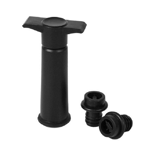 Red Wine Vacuum Pump Freshener Silicone Wine Stopper Set, Specification:Black Pump 2 Stoppers (OPP Bag) by bashfashion
