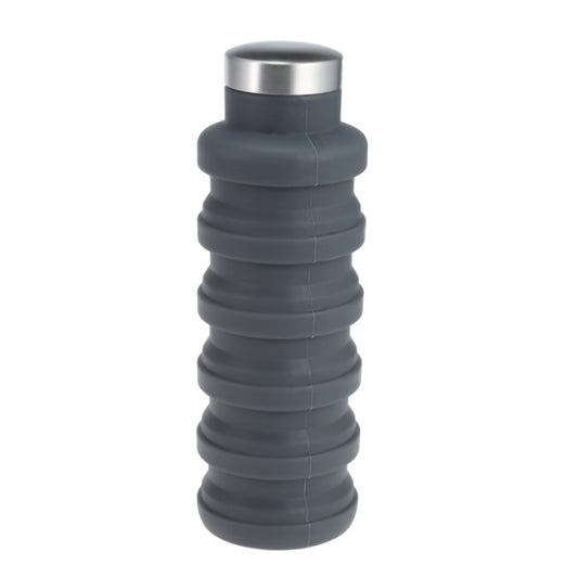 Portable Silicone Water Bottle Retractable Folding Coffee Bottle Outdoor Travel Drinking Sport Drink Kettle,Capacity:500ml(Gray) by bashfashion
