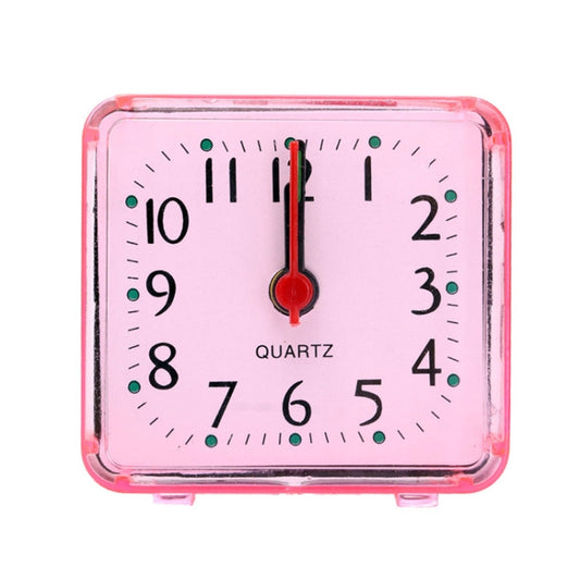 Square Alarm Clock Transparent Case Compact Digital Mini Bedroom Bedside Office Electronic Clock(Pink) by bashfashion