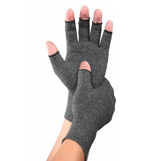Gray A Pair Sports Breathable Health Care Half Finger Gloves Rehabilitation Training Arthritis Pressure Gloves, Size:M by bashfashion