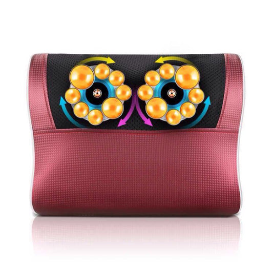 Cervical Spine Massage Pillow Neck Waist Back Multifunctional Electric Massage Cushion, Plug Type:UK Plug(Red White) by bashfashion