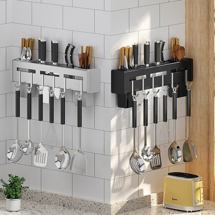 Kitchen Wall-mounted Rack Free Punching Chopsticks Holder, Color:Black 50cm by bashfashion