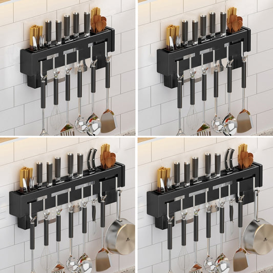 Kitchen Wall-mounted Rack Free Punching Chopsticks Holder, Color:Black 60cm by bashfashion