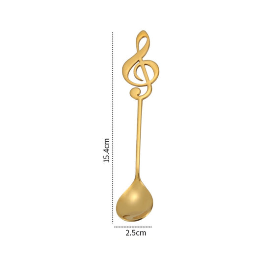 Creative Musical Note Spoon Coffee Stirring Scoop Stainless Steel Titanium Music Bar Spoon Gift Spoon(Gold) by bashfashion