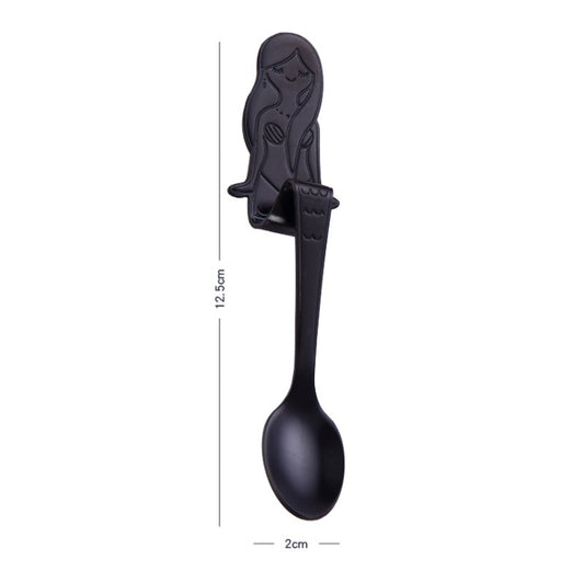 Creative Coffee Spoon Mermaid Shape Handle Spoons Flatware Drinking Tools, Color:Black by bashfashion