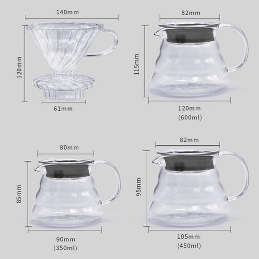 Heat-resistant Hand-made Coffee Glass Pot Cloud Coffee Sharing Pot, Specification:600ml Glass Pot by bashfashion