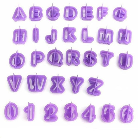40pcs / Set Alphanumeric Plastic Cookie Molds Symbol Fondant Cake Decorative Printing Molds by bashfashion
