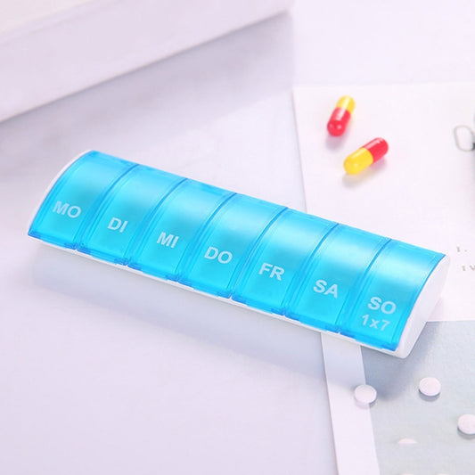 Portable Seven-part Mini Storage Pill Box(Blue) by bashfashion