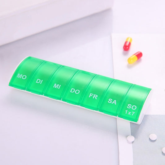 Portable Seven-part Mini Storage Pill Box(Green) by bashfashion