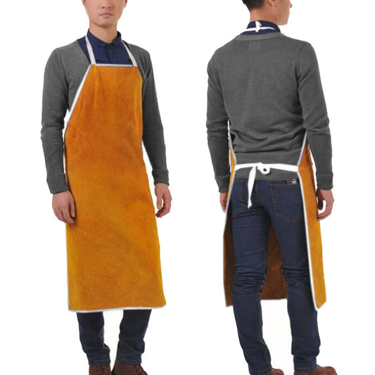 Full Leather Electric Welding Apron High Temperature Fireproof Star Splash Protective Clothing(Orange) by bashfashion
