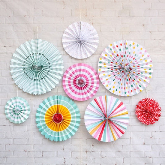2 Sets Bronzing Paper Fan Flower Set Birthday Holiday Wedding Party Decoration, Color:Colorful Hollow 8pcs by bashfashion
