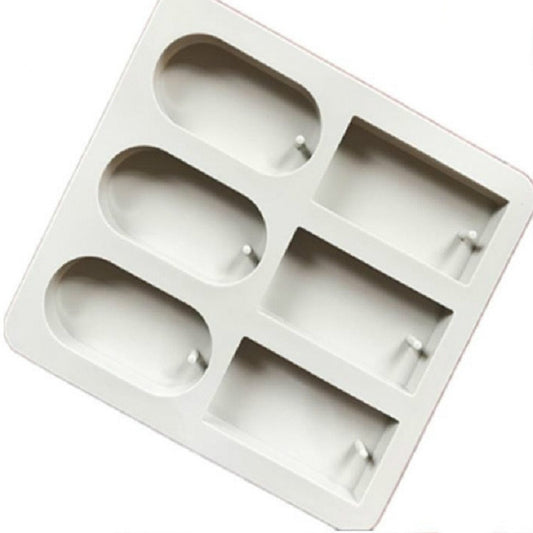 Aromatherapy Wax Handmade Soap Silicone Mold, Specification:Three Rectangle Three Oval by bashfashion