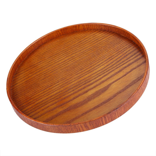 Creative Round Solid Wood Tea Tray Hotel Wooden Tay Storage Tray, Diameter: 37.5cm by bashfashion