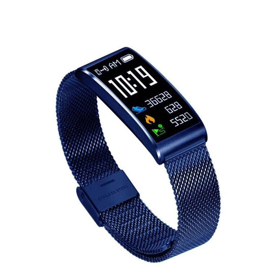 X3 0.96 inch Screen Display Steel Watch Band Bluetooth Smart Bracelet, IP68 Waterproof, Support Pedometer / Heart Rate Monitor / Sleep Monitor / Blood Pressure Monitor, Compatible with Android and iOS Phones(Blue) by bashfashion