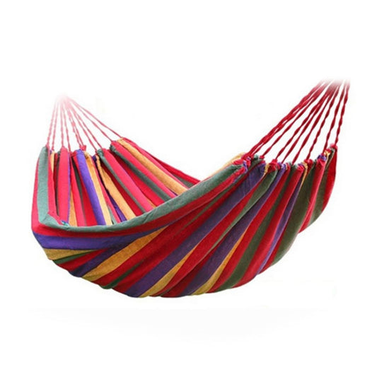 Stripe Outdoor Canvas Hammock Dual People Widening Swing Bed, Size: 190cm x 150cm(Red Stripe) by bashfashion