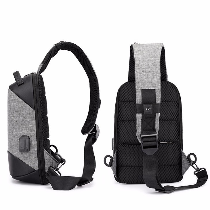 Multi-Function Oxford Portable Casual Single Shoulder Bag with Earphone Line Hole & USB Charging (Black) by bashfashion