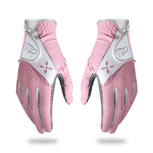 PGM One Pair Golf Non-Slip PU Leather Gloves for Women (Color:Pink Size:19) by PGM