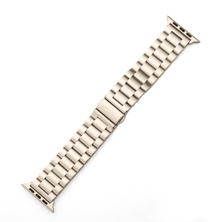 For Apple Watch Series 10 42mm / 9&8&7 41mm / SE 3&SE 2&6&SE&5&4 40mm / 3&2&1 38mm Fold Buckle 3 Beads Stainless Steel Watch Band (Starlight) by bashfashion