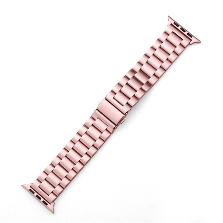 Fold Buckle 3 Beads Stainless Steel Watch Band For Apple Watch Ultra 49mm&Watch Ultra 2 49mm / Series 10 46mm / 9&8&7 45mm / SE 3&SE 2&6&SE&5&4 44mm / 3&2&1 42mm(Pink) by bashfashion