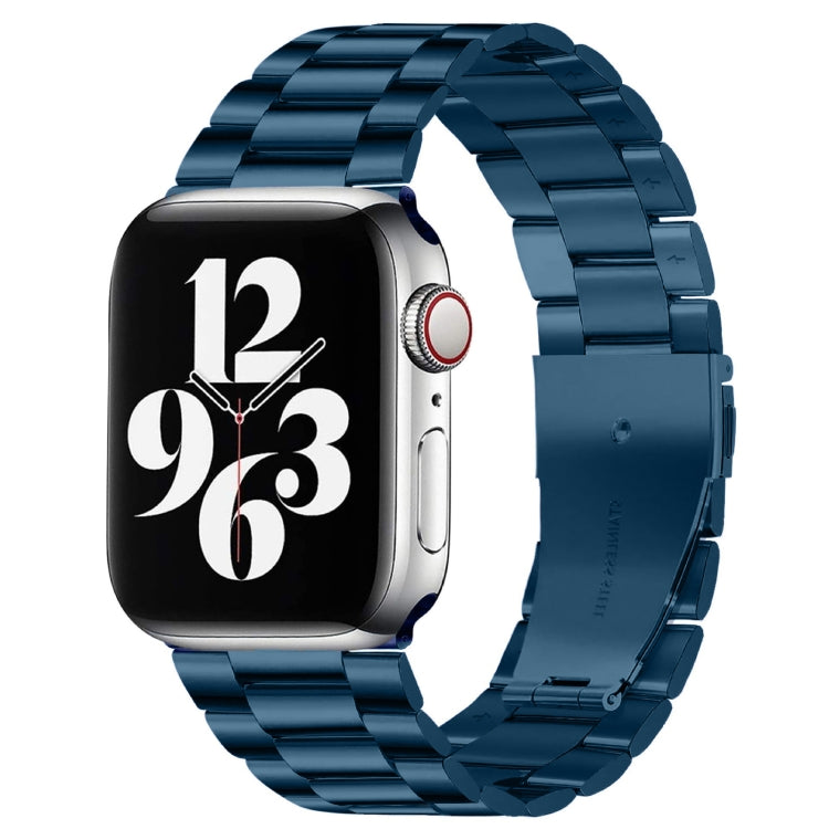 Fold Buckle 3 Beads Stainless Steel Watch Band For Apple Watch Ultra 49mm&Watch Ultra 2 49mm / Series 10 46mm / 9&8&7 45mm / SE 3&SE 2&6&SE&5&4 44mm / 3&2&1 42mm(Blue) by bashfashion