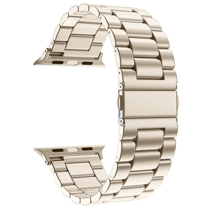 Fold Buckle 3 Beads Stainless Steel Watch Band For Apple Watch Ultra 49mm&Watch Ultra 2 49mm / Series 10 46mm / 9&8&7 45mm / SE 3&SE 2&6&SE&5&4 44mm / 3&2&1 42mm(Starlight) by bashfashion