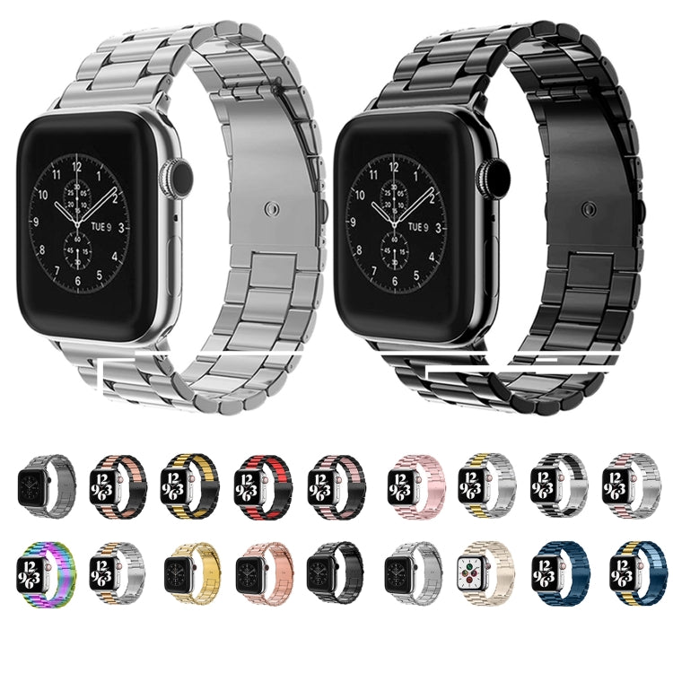 Fold Buckle 3 Beads Stainless Steel Watch Band For Apple Watch Ultra 49mm&Watch Ultra 2 49mm / Series 10 46mm / 9&8&7 45mm / SE 3&SE 2&6&SE&5&4 44mm / 3&2&1 42mm(Grey) by bashfashion